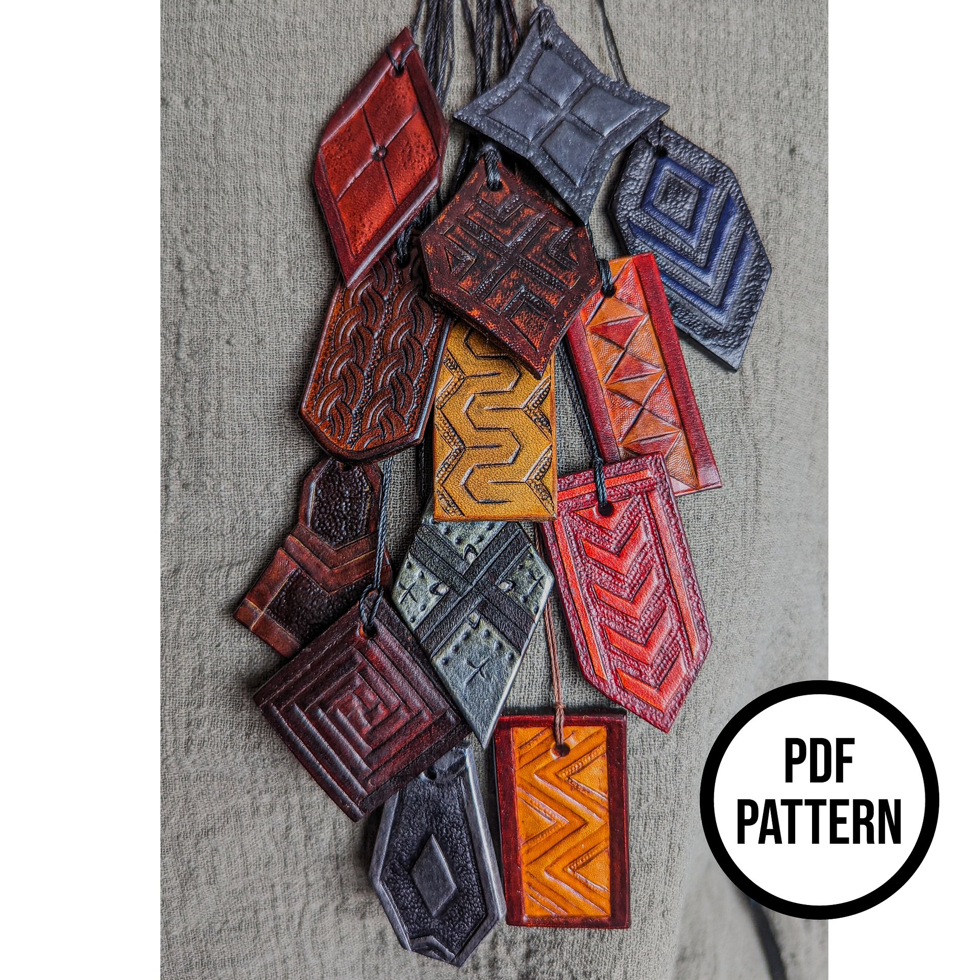 Leather Pendant PDF Pattern Pack - Dwarf Pendants inspired by The Hobbit product image (2)