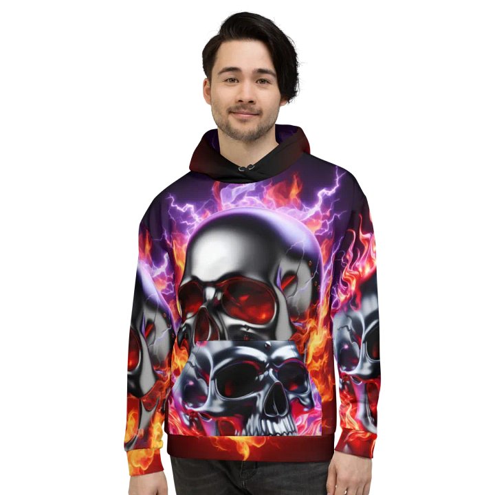 Silver Inferno Fury - Unisex Skull Hoodie #17 product image (2)