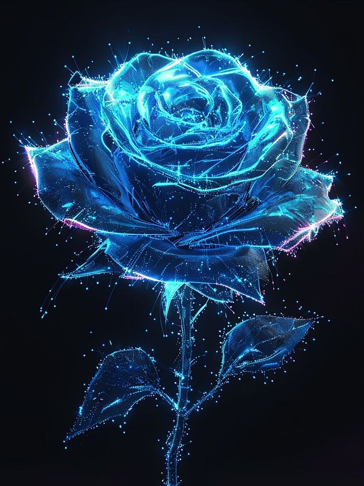 Neon Blue Rose Glow Matte Poster product image (1)