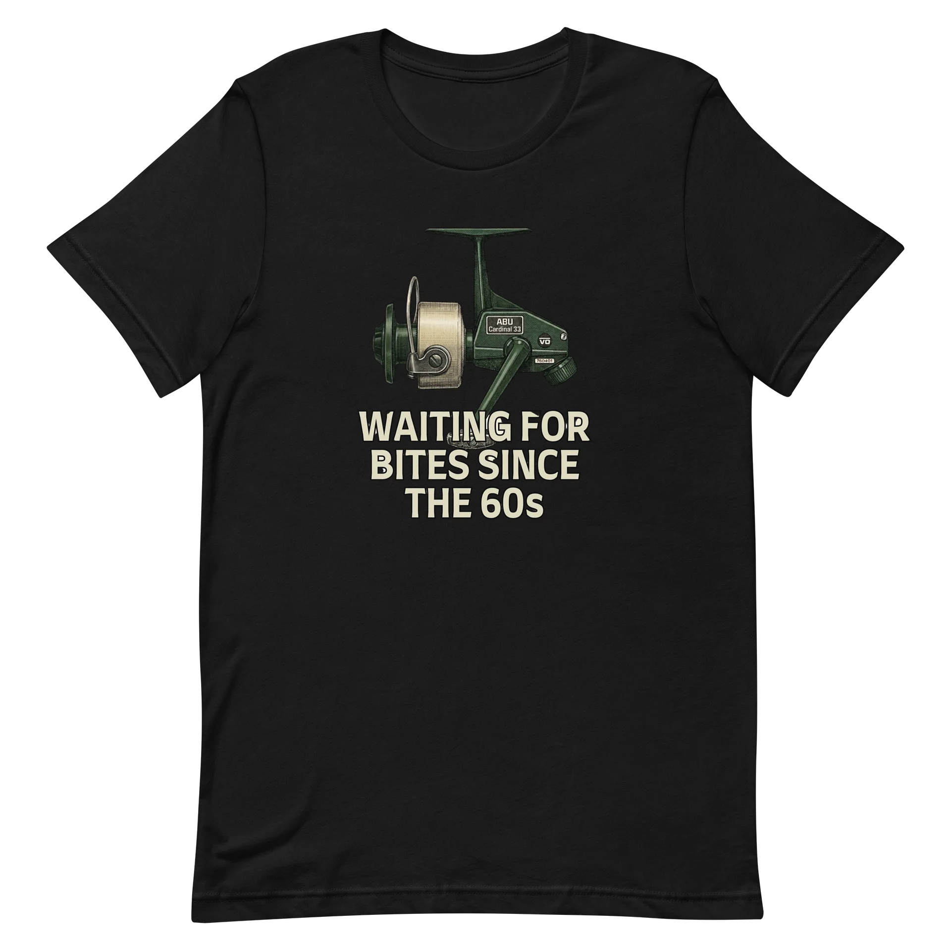 Abu Cardinal 33 Reel "Waiting for Bites Since the 1960s" T-Shirt product image (8)