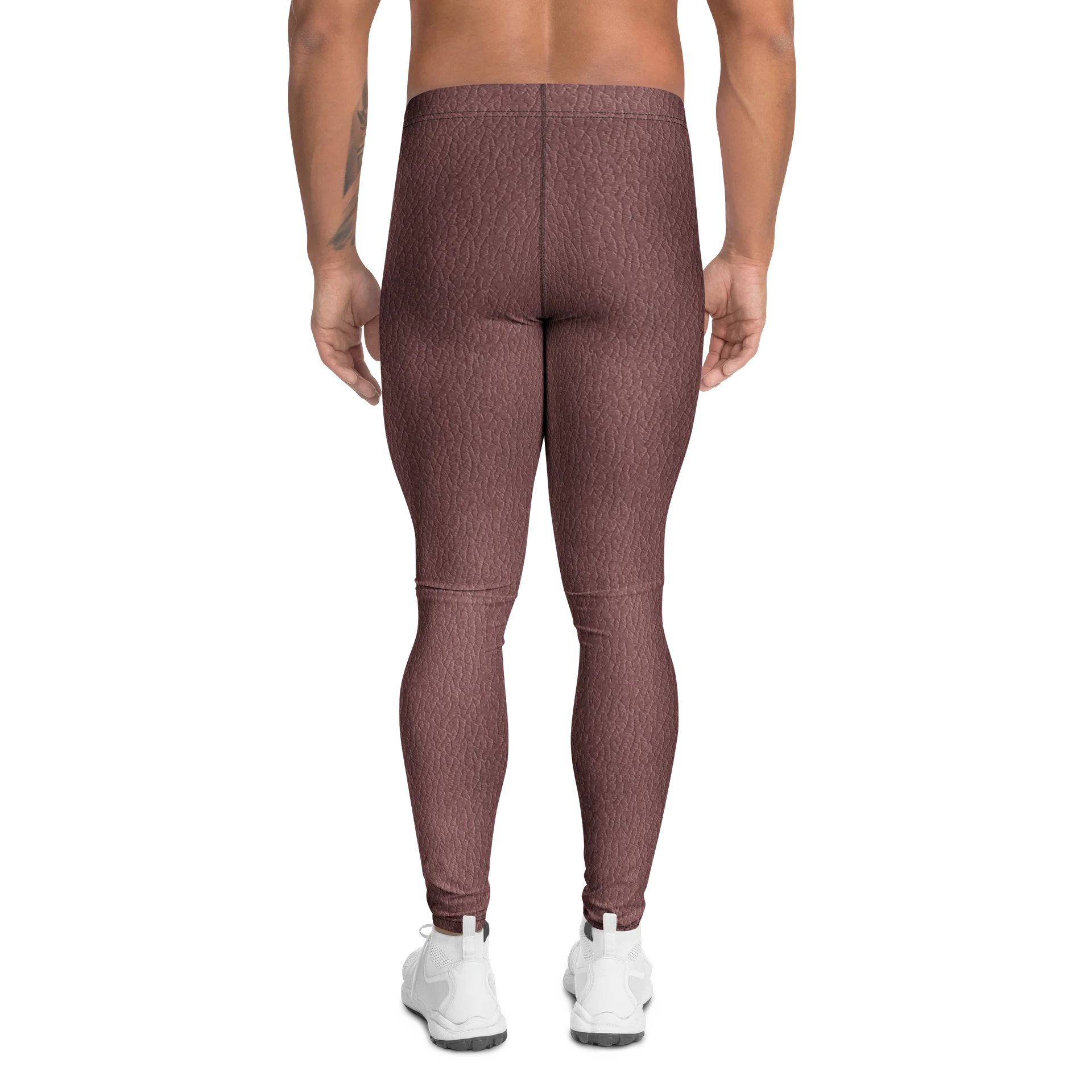 Comfortable Men’s Leggings Maroon Leather Surface product image (2)