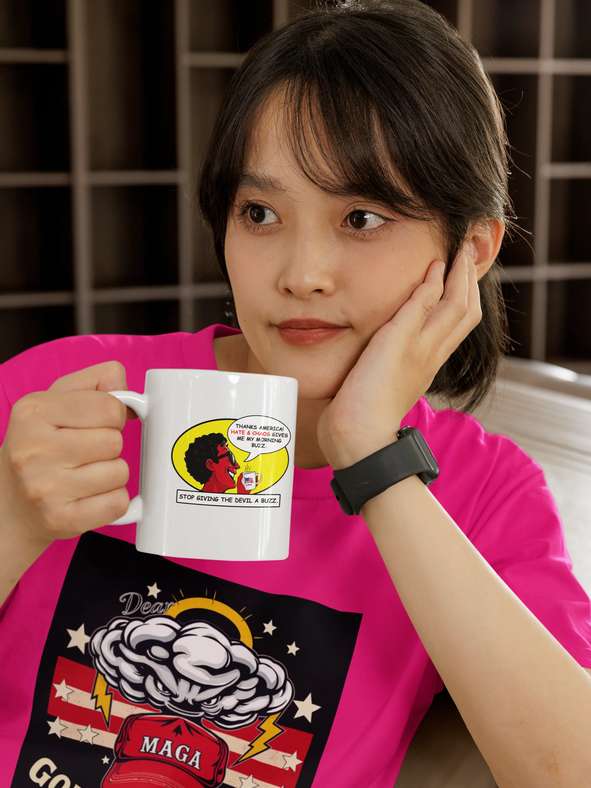 Stop Giving The Devil A Buzz Mug - Sarcastic Political Cup product image (2)