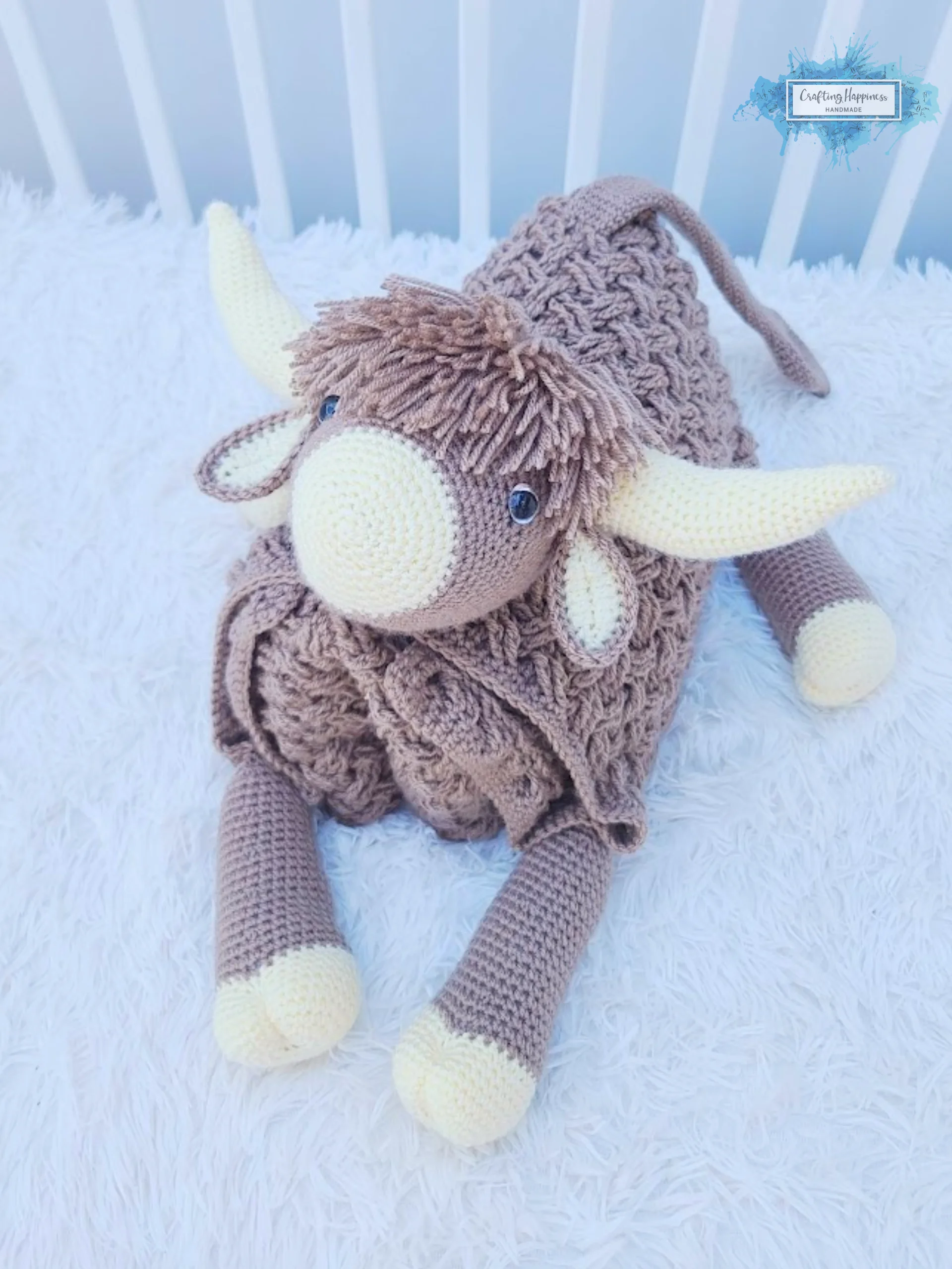 Highland Cow Crochet Baby Blanket Pattern | Scottish Afghan (PDF) product image (2)