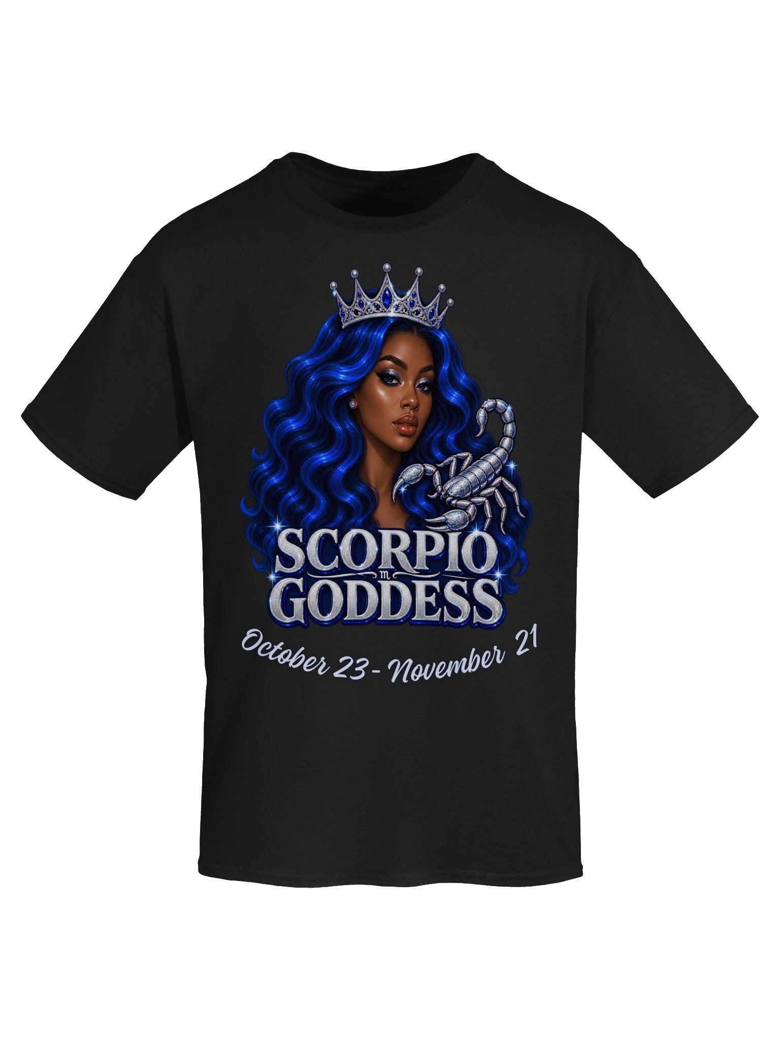 Scorpio Goddess Blue Hair Zodiac Tee product image (33)