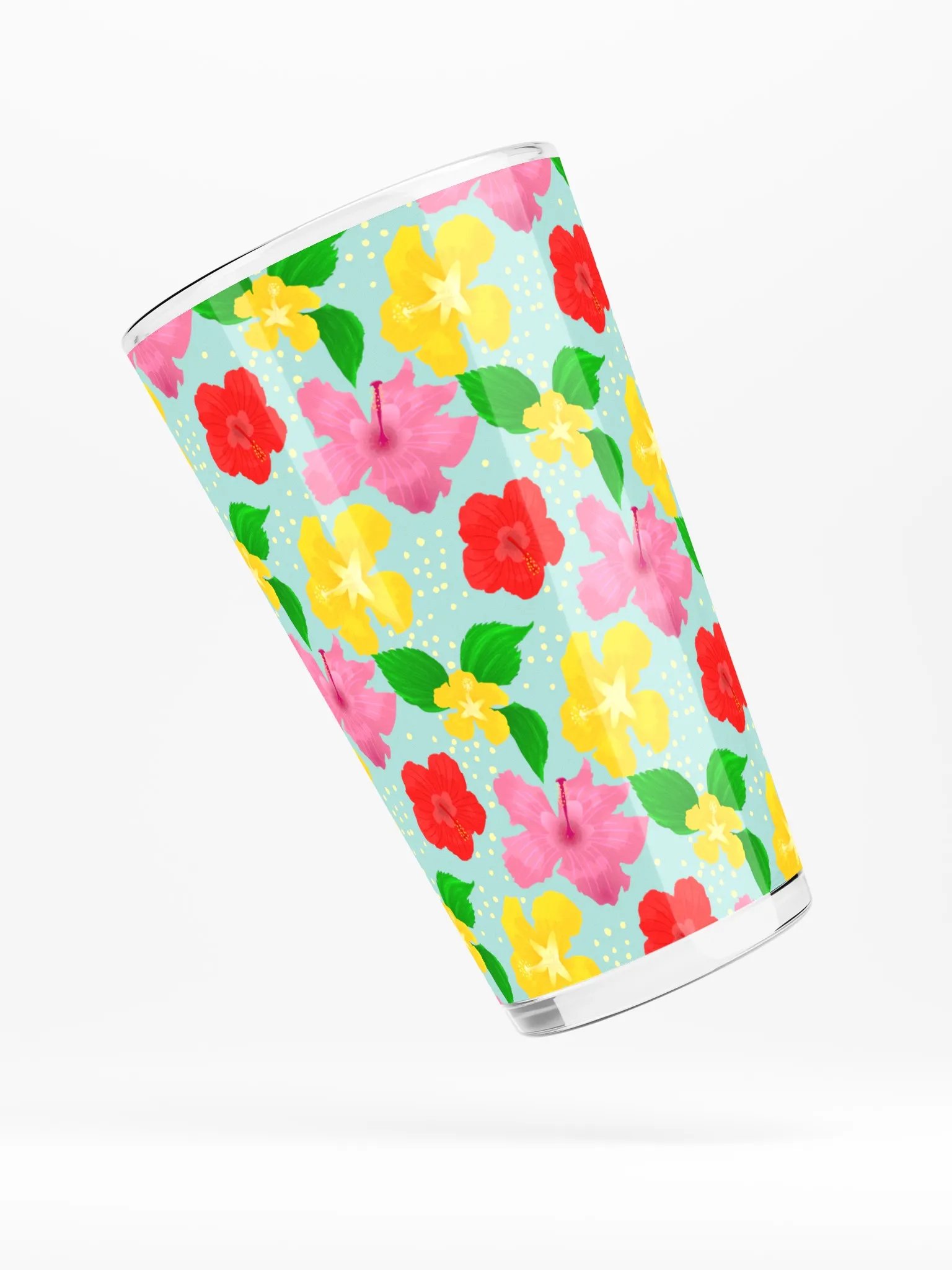 Hibiscus Flowers Pattern Pint Glass product image (4)