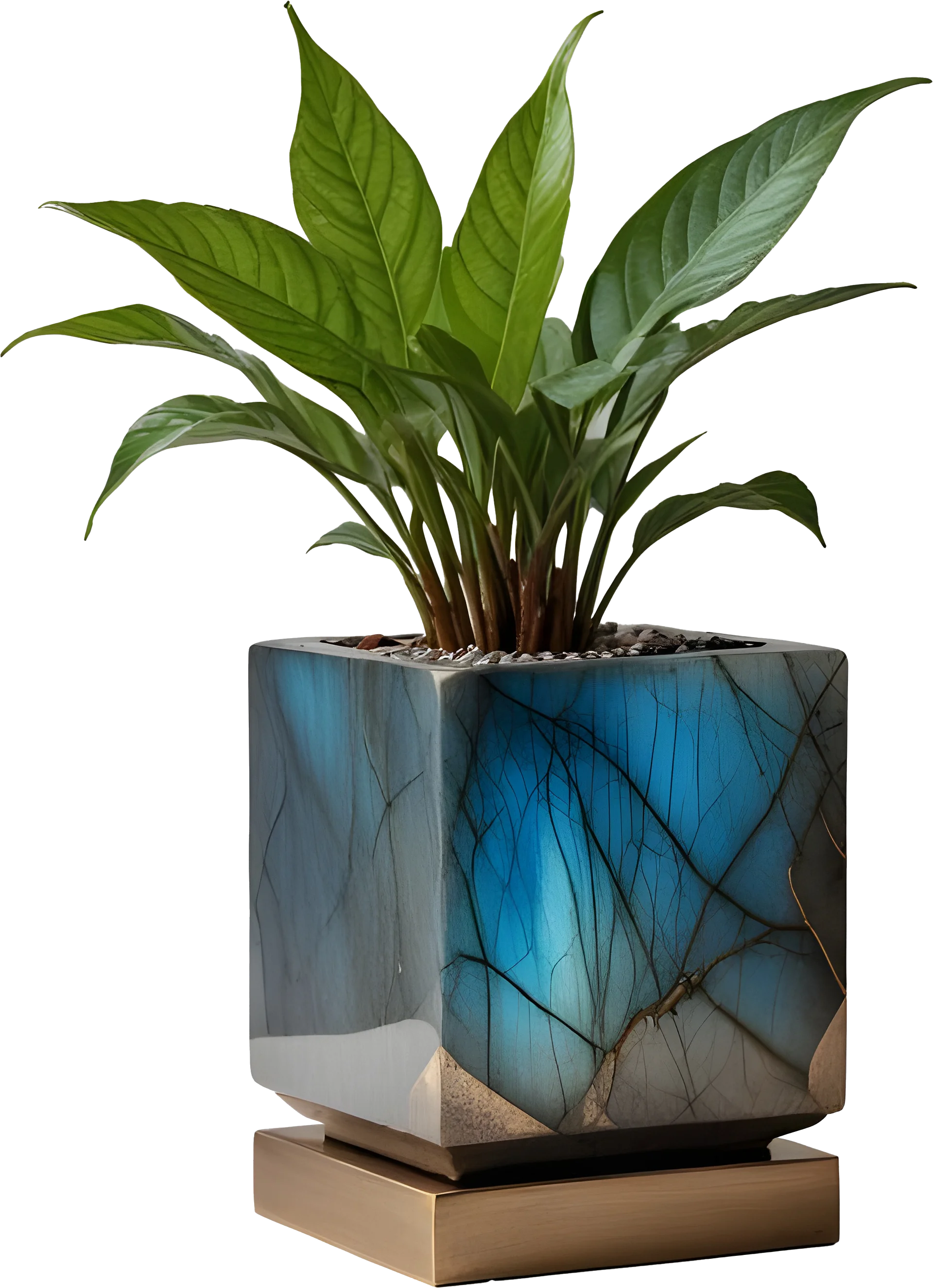 Stellar Luxe – Labradorite and Bronze Planter PNG product image (1)