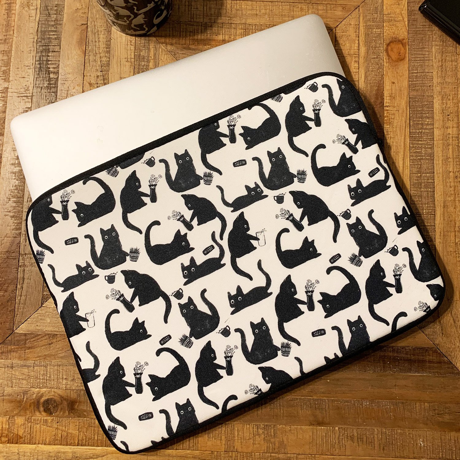 Bad Cats Knocking Stuff Over Patterned Laptop Sleeve product image (2)