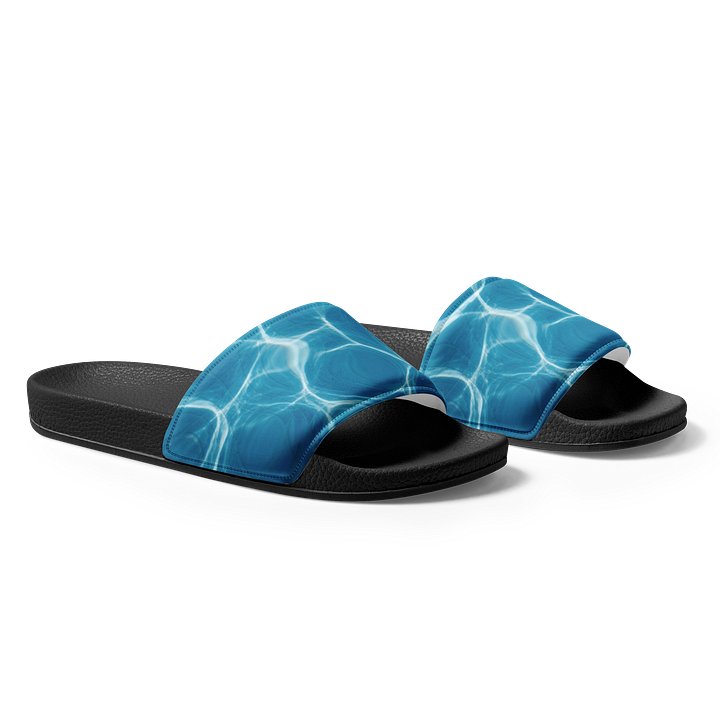Blue aqua rippled men slides product image (1)