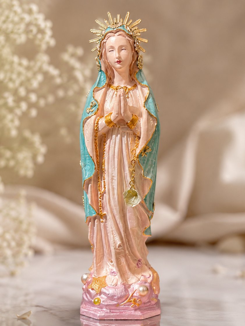 Handmade Virgin Mary Statue | Stella Maris Seashell Decor, French Riviera Artisan Figurine product image (1)