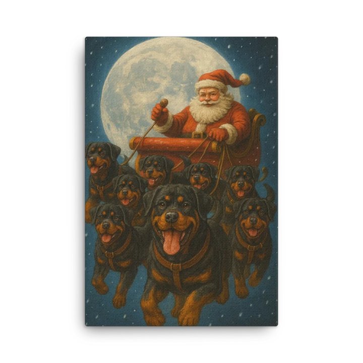 Santa's Rottweiler Sleigh Ride Sleek Pine-Ready Canvas product image (2)