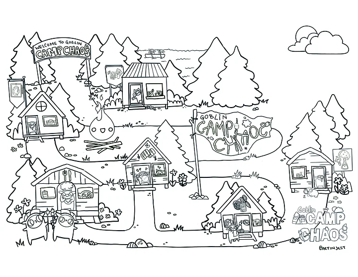 GOBLIN CAMPGROUND COLOURING PAGE product image (1)