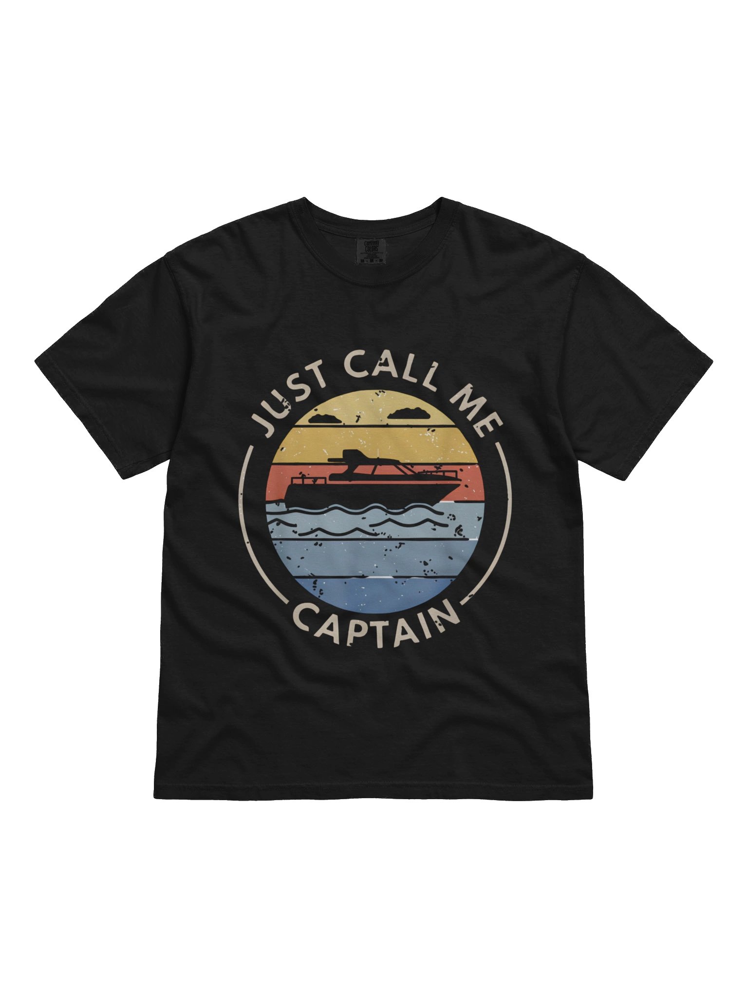 Just Call Me Captain Vintage Boat Sunset Nautical Design product image (1)