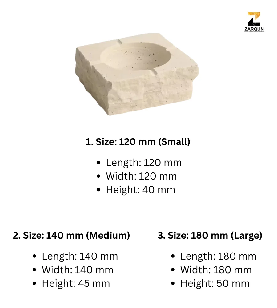 Handmade Vintage Beige Travertine Square Ashtray product image (4)