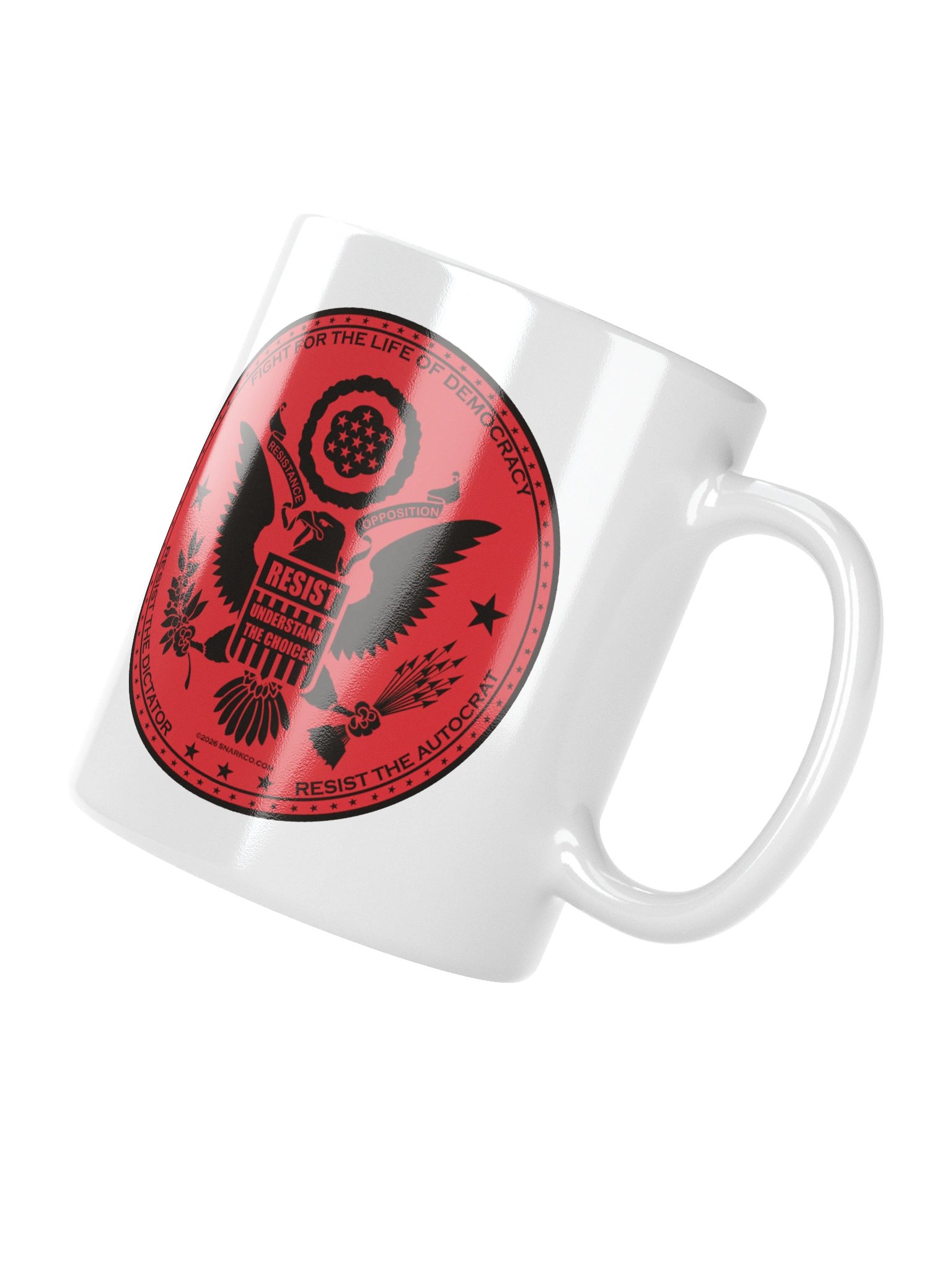 High quality white ceramic political mug says "Fight For The Life Of Democracy." product image (11)