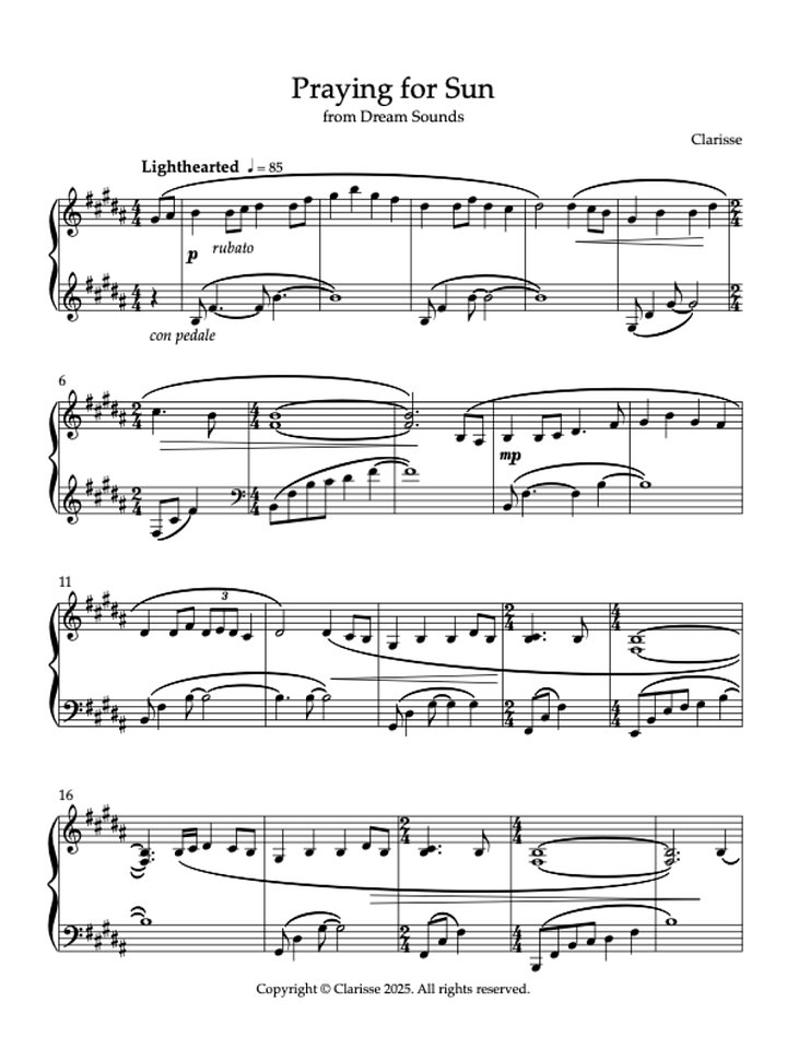 Praying for Sun - Sheet Music product image (1)