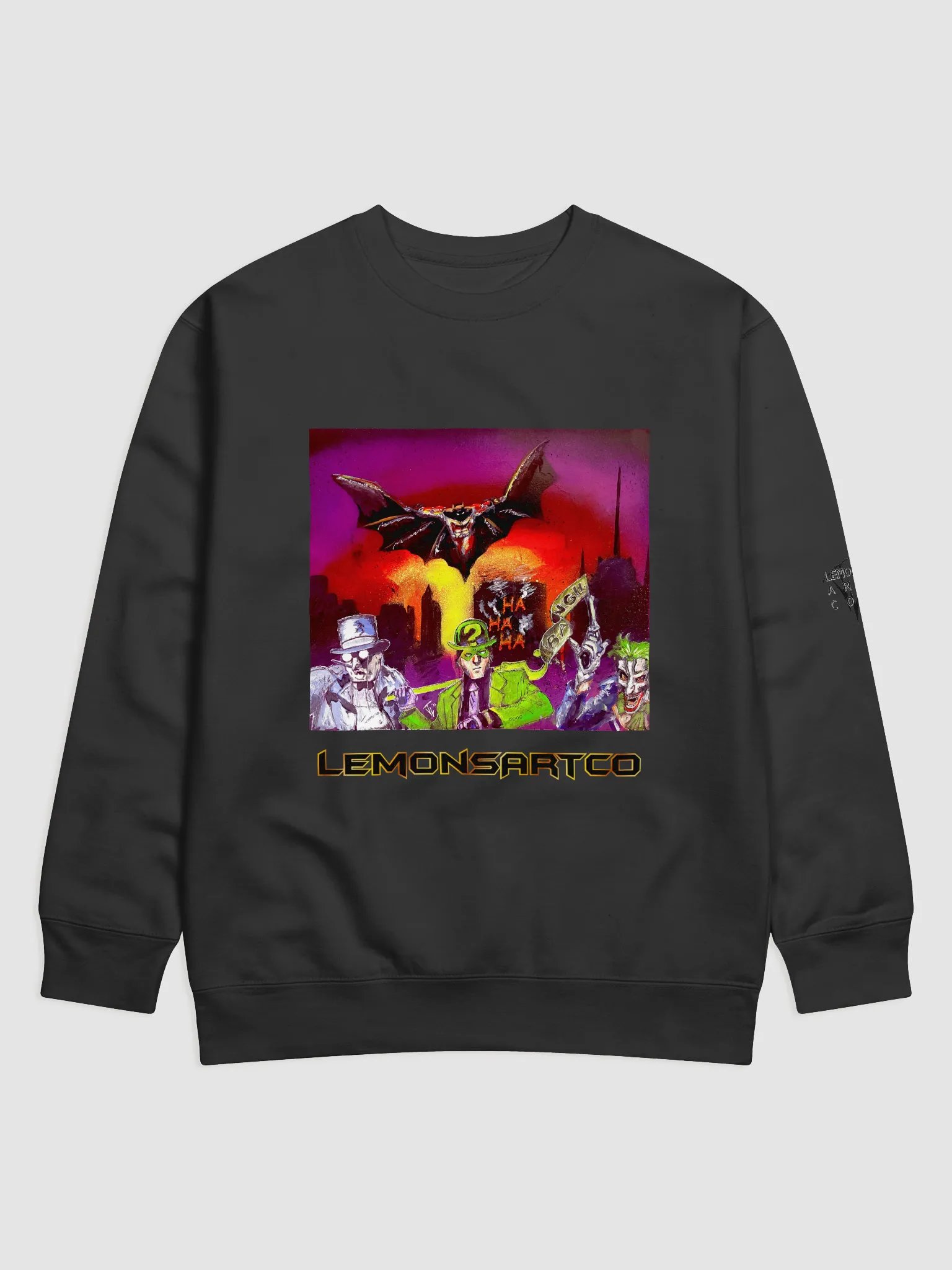 Batman vs Bad Guys Over City Comic Sweatshirt product image (1)
