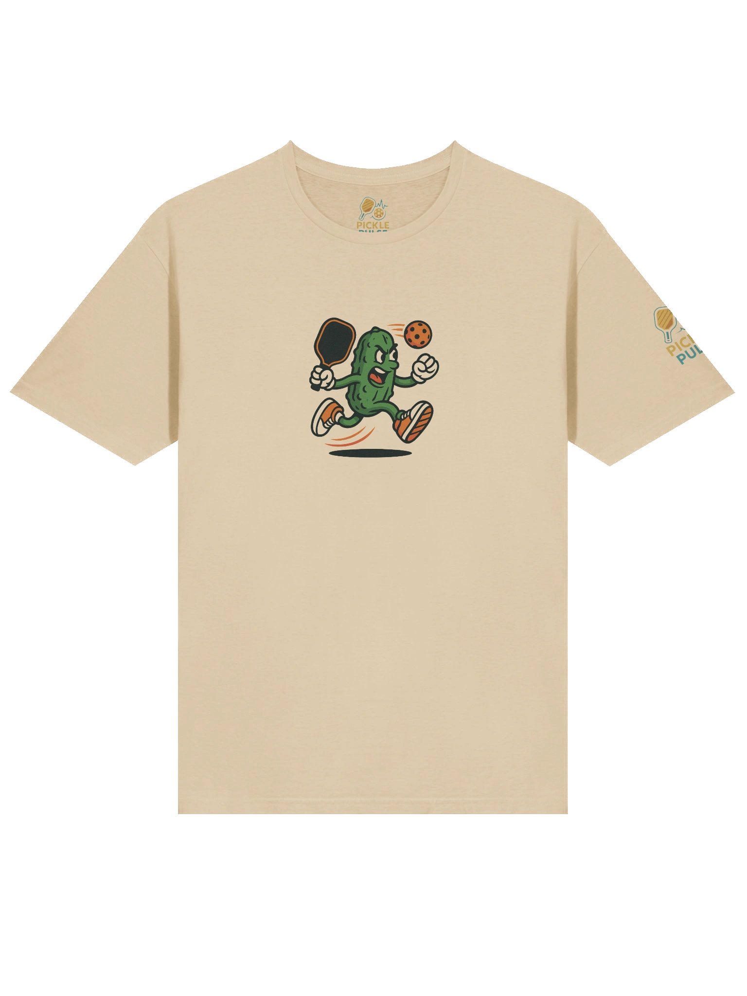 Pickleball Power Pickle T-Shirt – Sand Color Funny Unisex Tee with Animated Pickleball Smash Design product image (3)