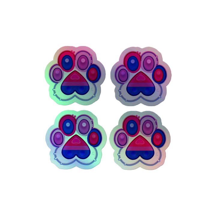 Bisexual Pride Paw Print Holographic Kiss Cut Sticker Sheet product image (1)
