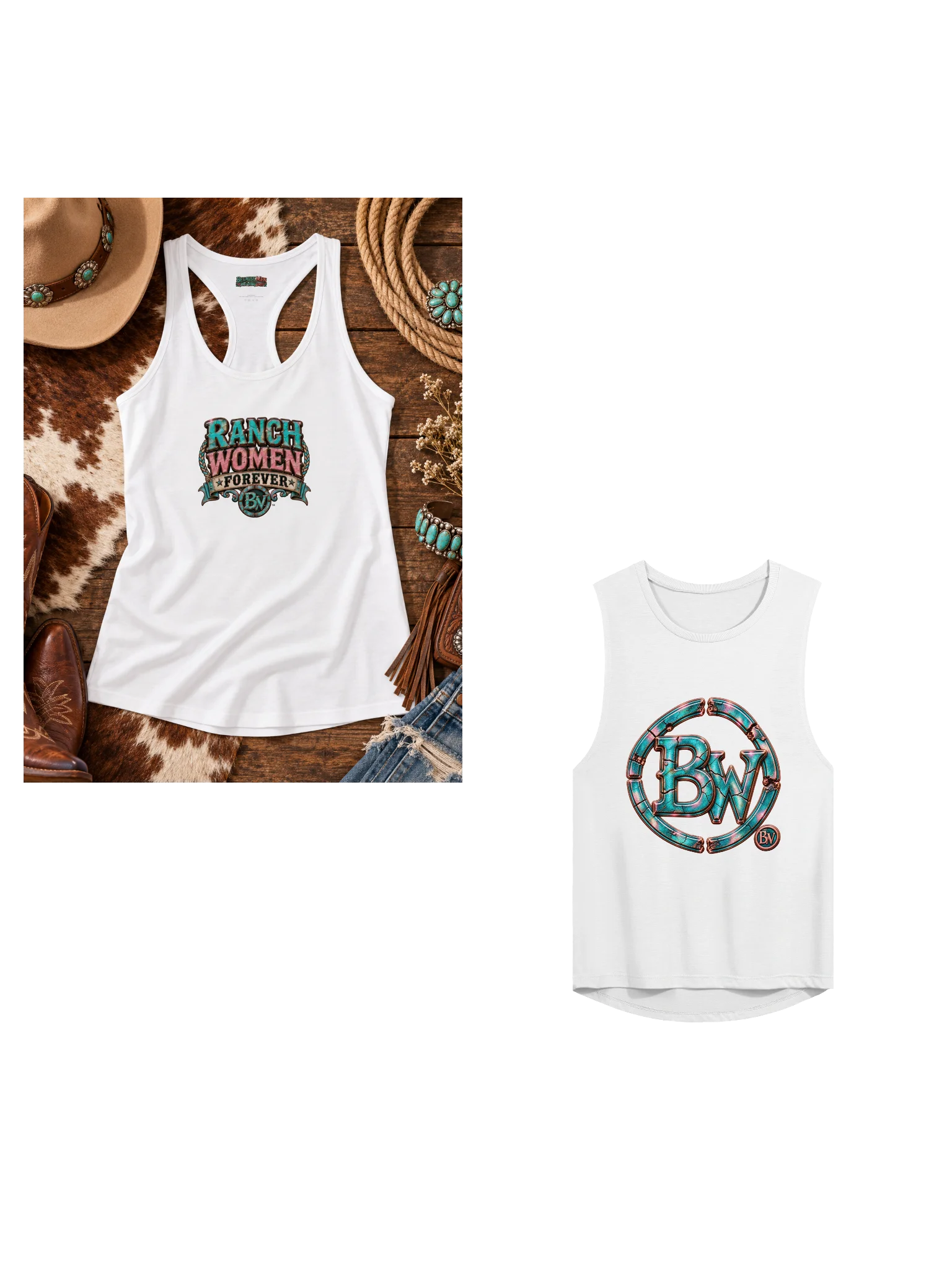 Women's Western Tank Top Bundle — Ranch Women Forever & BW Muscle Tank 2-Pack | Broken Women!™ product image (1)