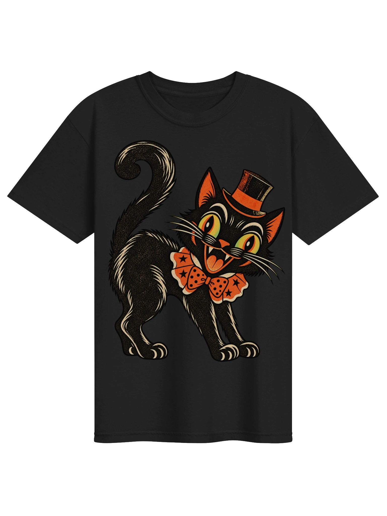 Retro Style Halloween Black Cat Tee product image (1)