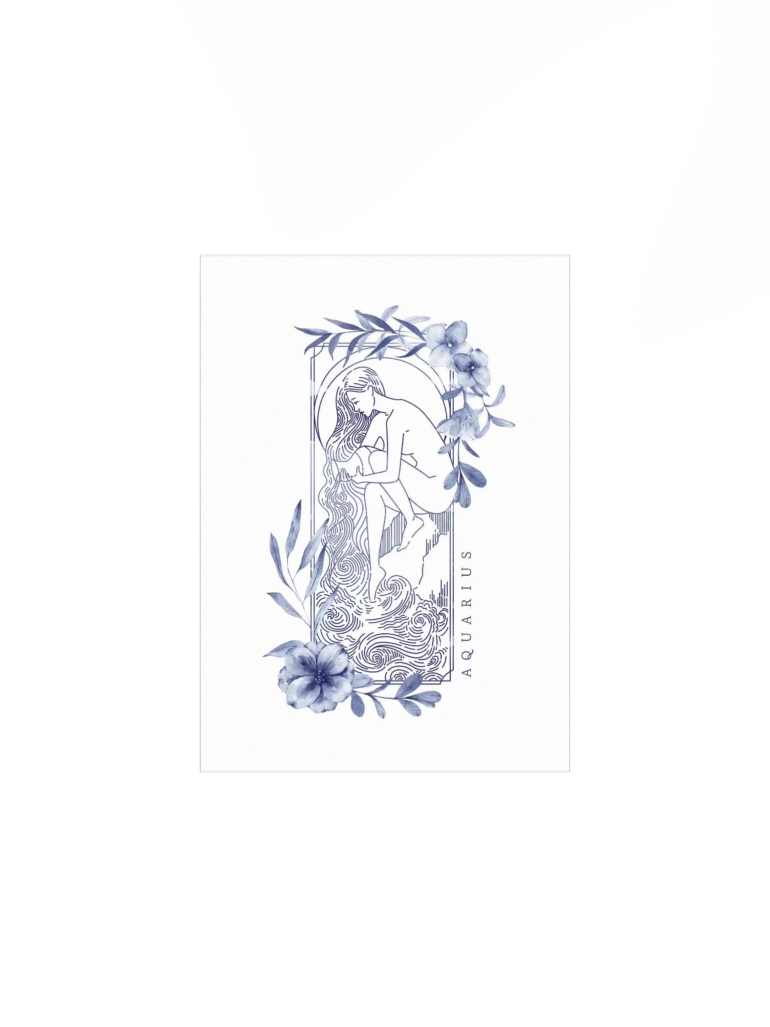 Aquarius Blue Line Art Zodiac Print product image (3)
