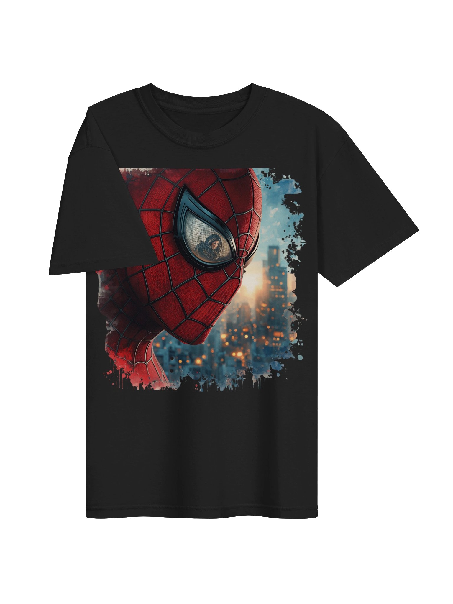 Spider-Man Mask Cinematic Close-Up T-Shirt | Dark Streetwear Marvel Graphic Tee product image (6)