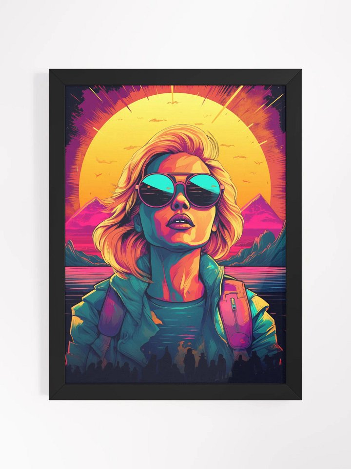 girl retro wave framed print product image (1)