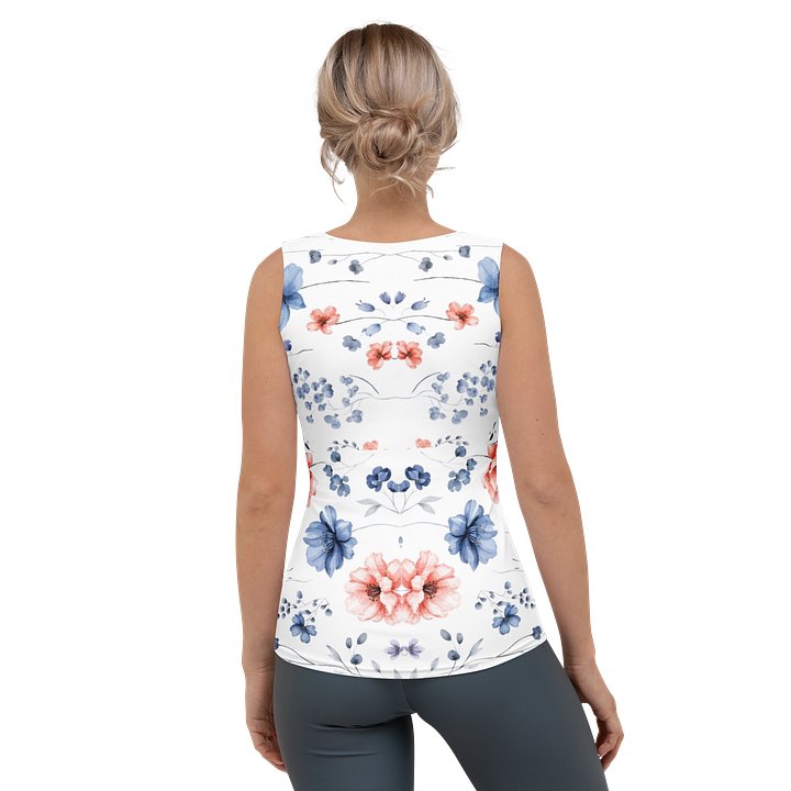 Gentle wildflowers: A watercolor dream in blue & peach Blossom Breeze Women's Tank Top product image (2)