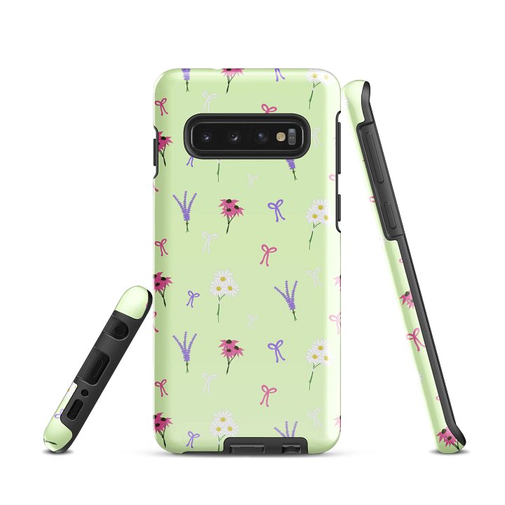 Wildflowers and Bows Pattern- Green Background Samsung® Tough Case product image (1)