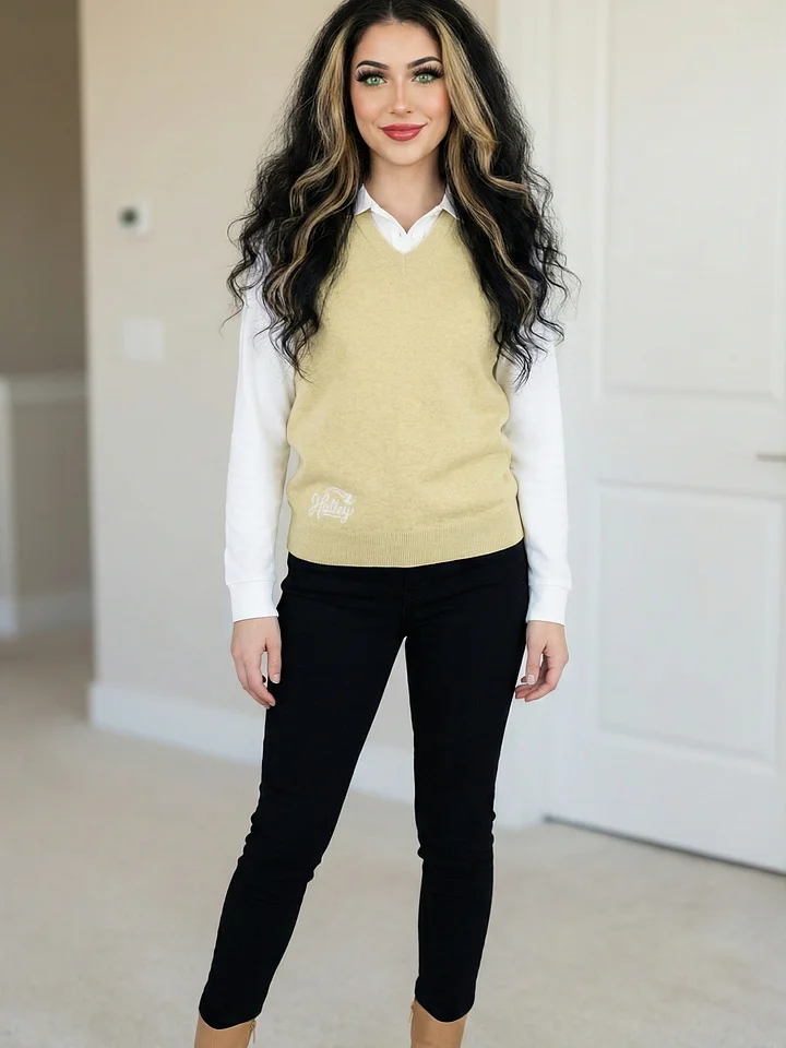 Yellow Knitted V-Neck Vest product image (1)