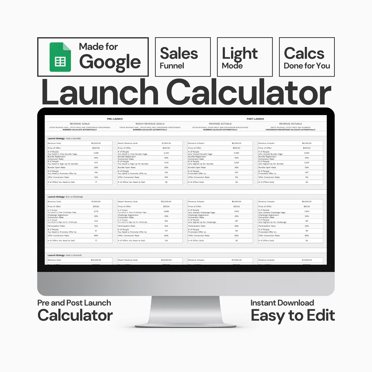 Course Launch Funnel Calculator Spreadsheet product image (1)