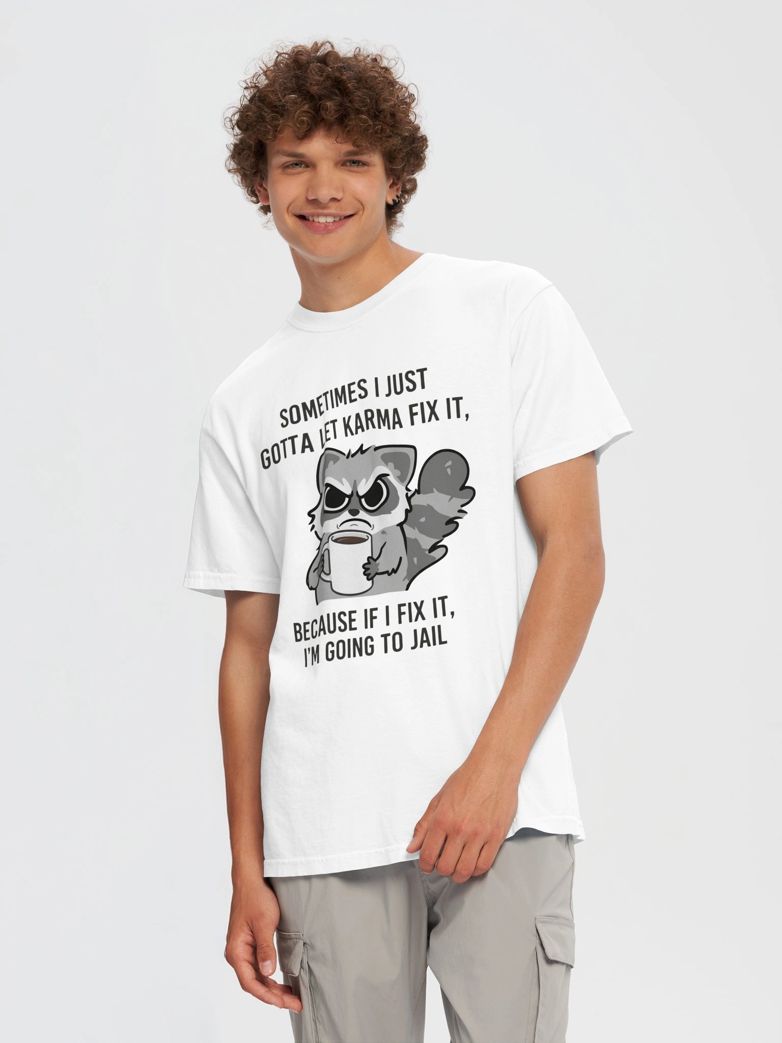 Grumpy Raccoon Karma Coffee T-Shirt - Funny Dark Humor Graphic Tee File product image (5)