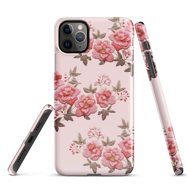 Pink Summer Rose Garden iPhone® Snap Case with Embroidery Effect - Handyhülle mit Stickerei und Rosen product image (2)