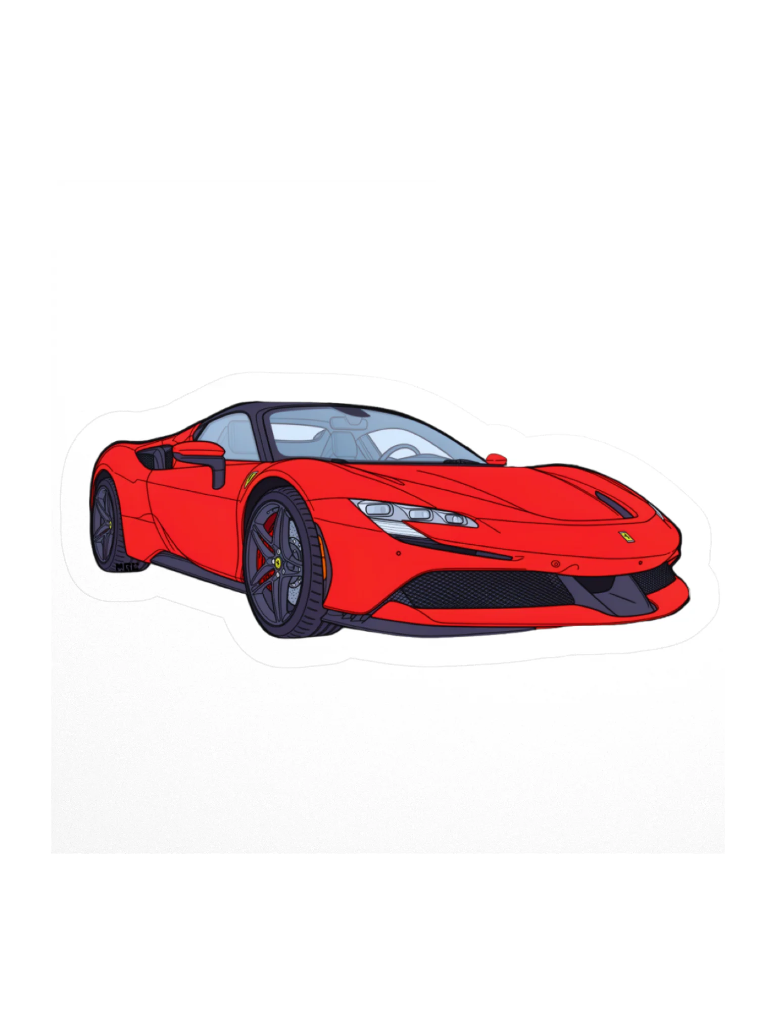 Rosso Corsa Ferrari SF90 Sticker (Retro, Sketch, Silhouette) product image (2)