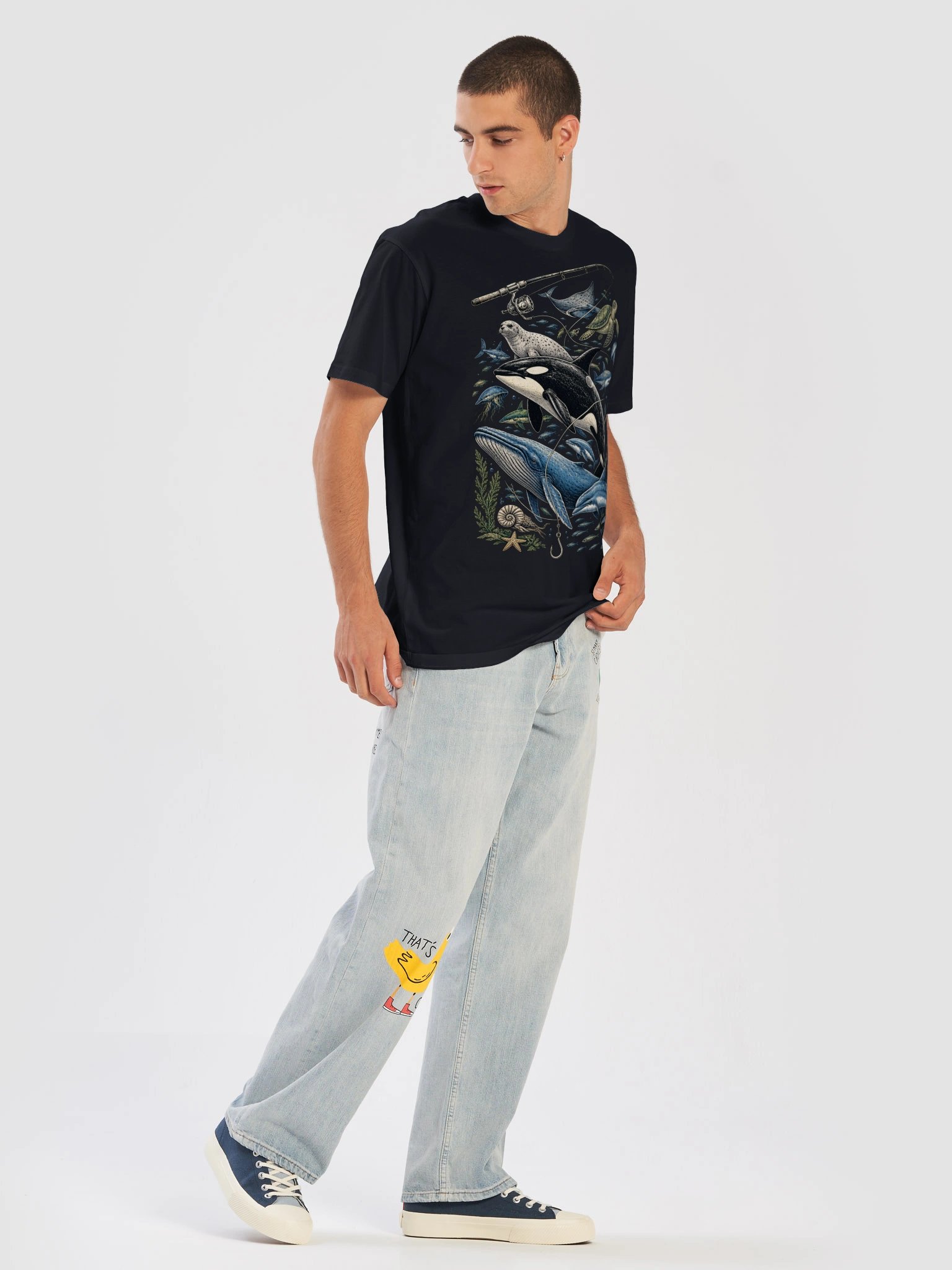 Ocean Legends Vintage Graphic T-Shirt – Orca, Whale & Marine Life Art product image (5)