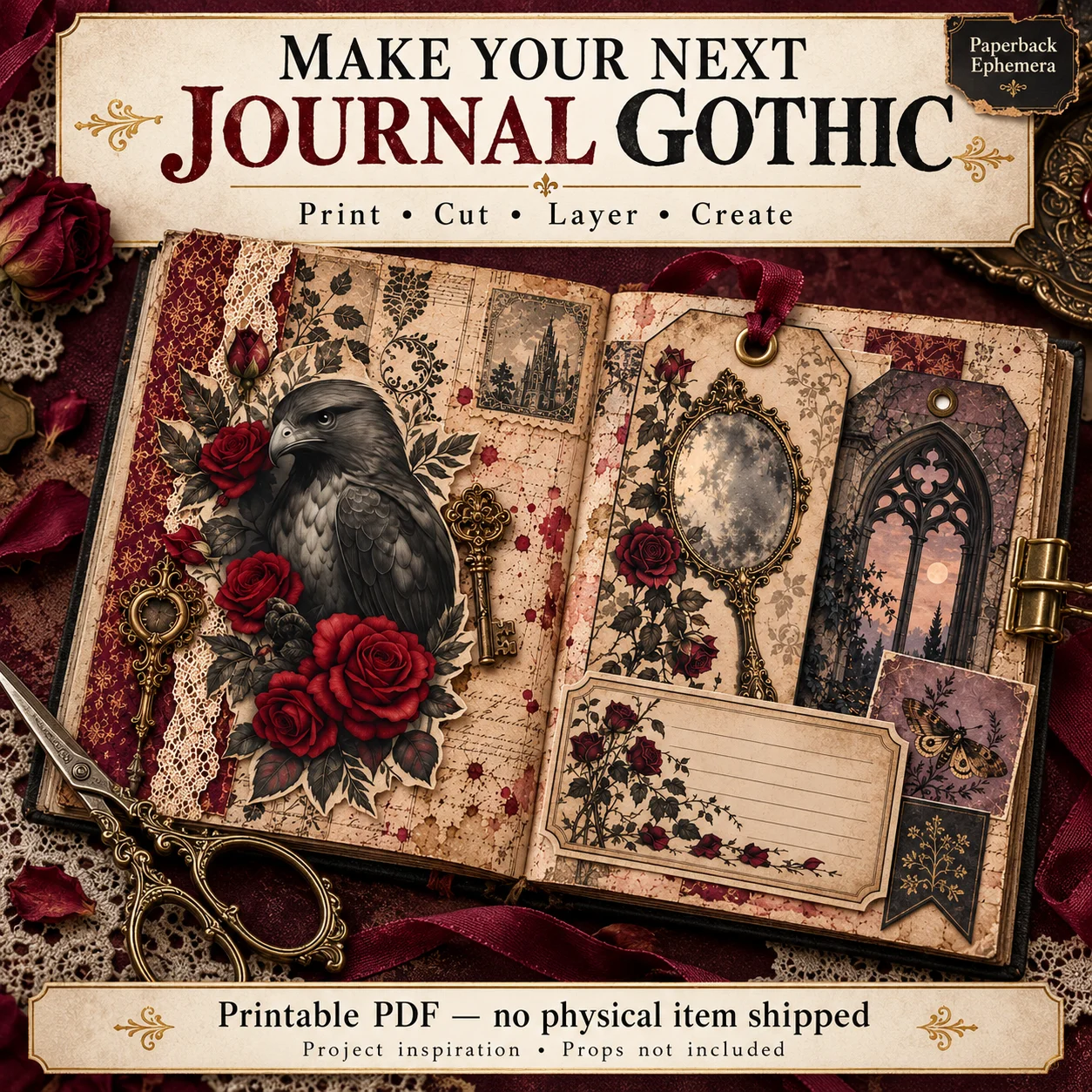 Gothic Ephemera Printable PDF | 14 Pages | Ephemera Book product image (5)