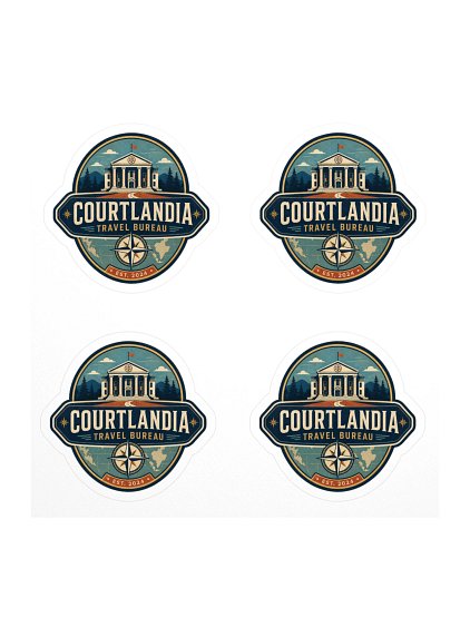 Courtlandia Travel Bureau Kiss Cut Stickers