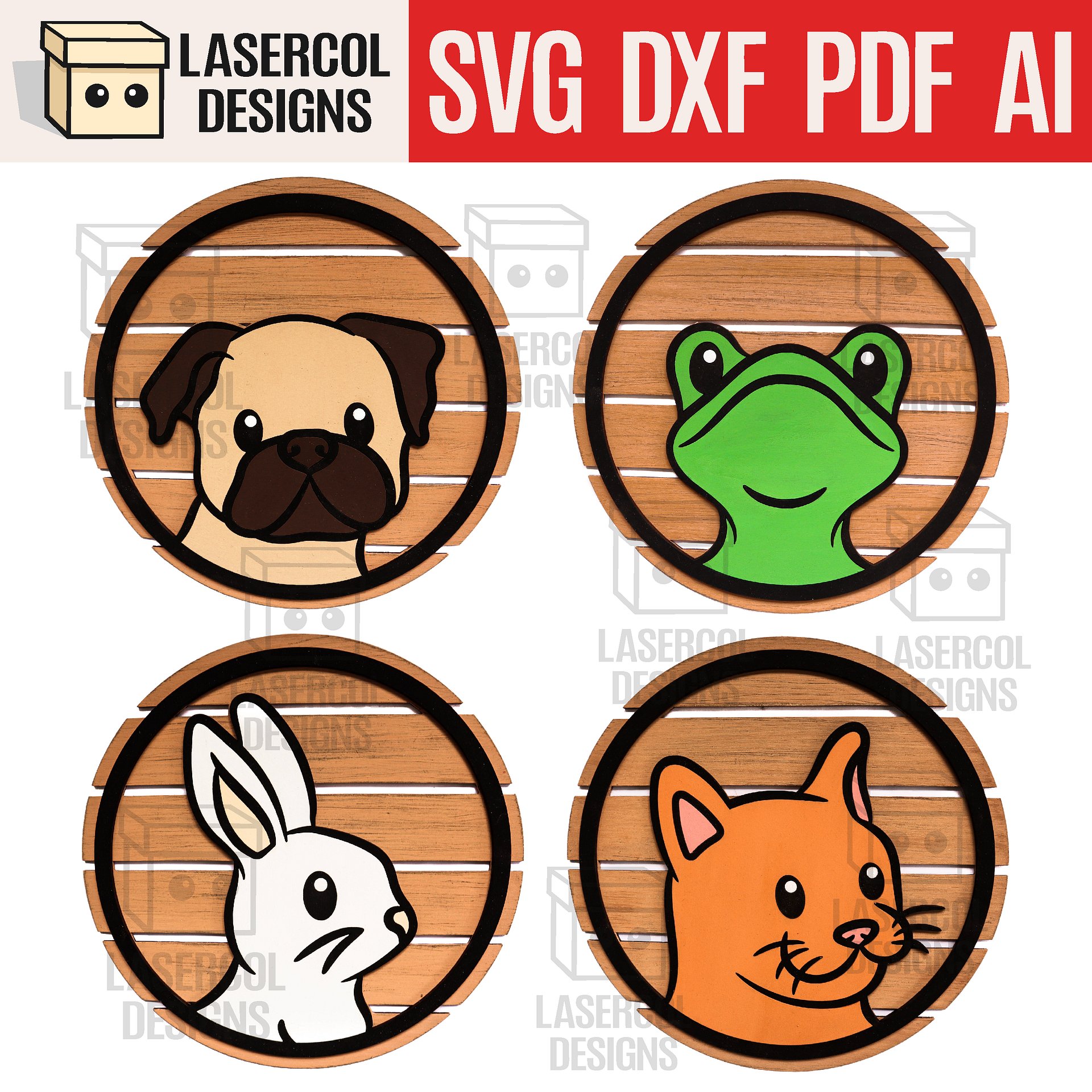 Animals DIY Paint Kit Puzzle Set 3 - Laser Cut Files product image (1)
