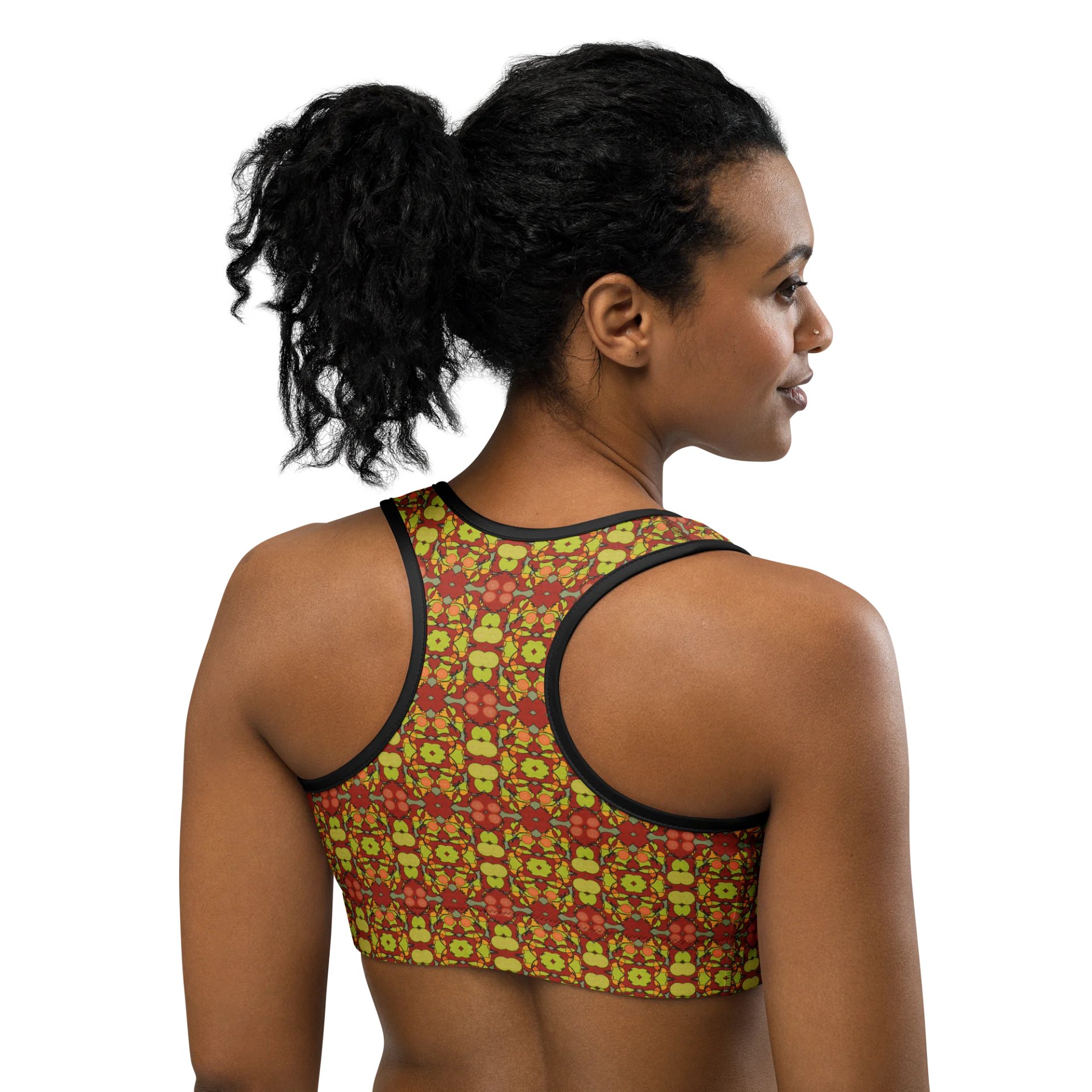 Tomato Glow – Vibrant Pattern Basic Sports Bra product image (3)