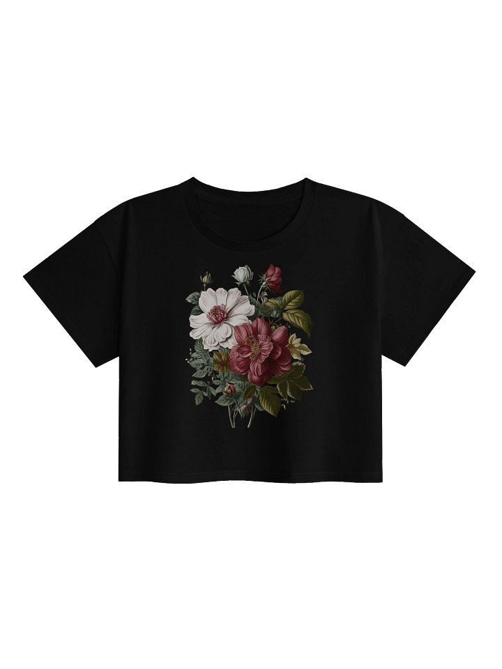 Cottagecore Floral Crop Top – Vintage Botanical Print Boho Aesthetic T-Shirt product image (1)