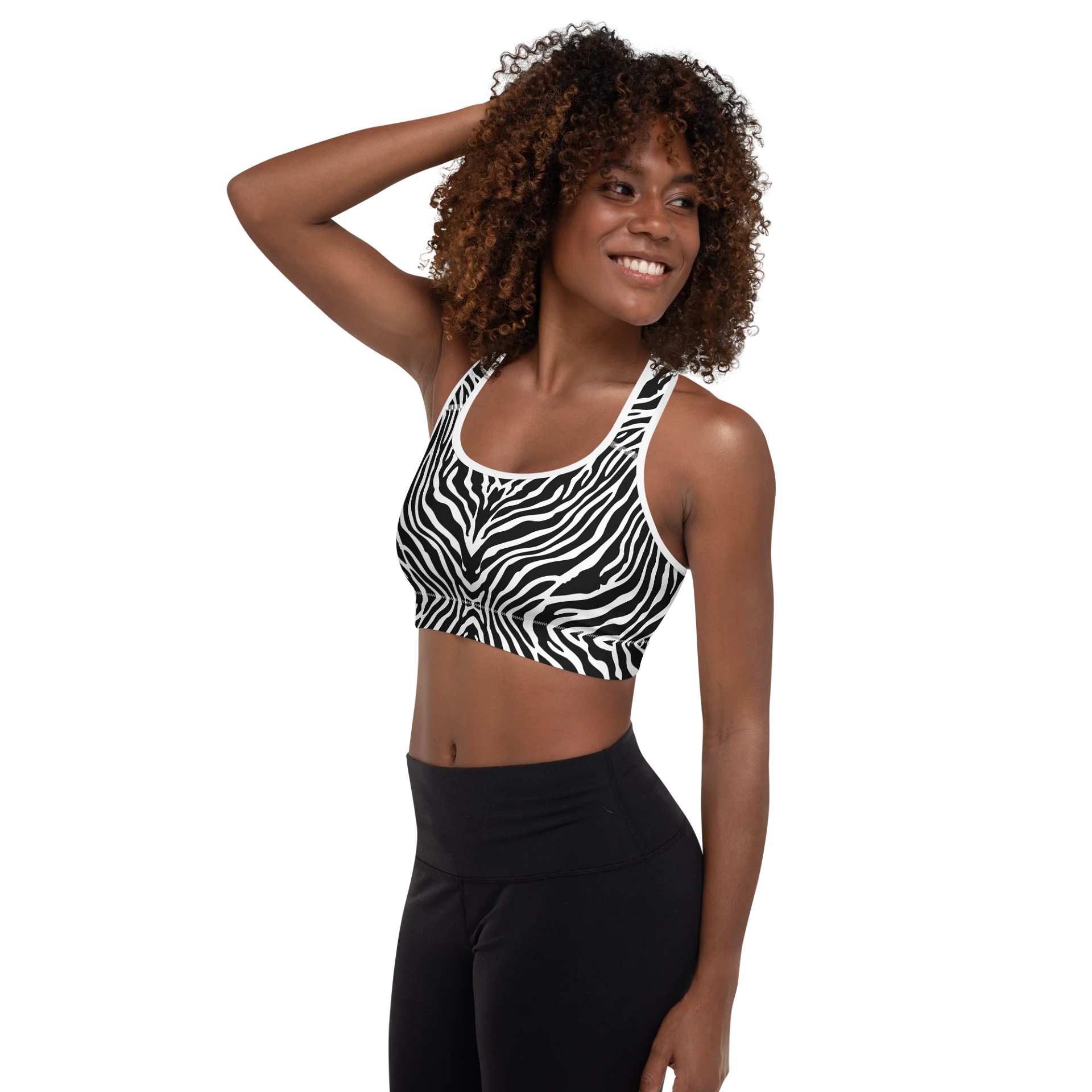 White Tiger Stripe Padded Sports Bra product image (5)