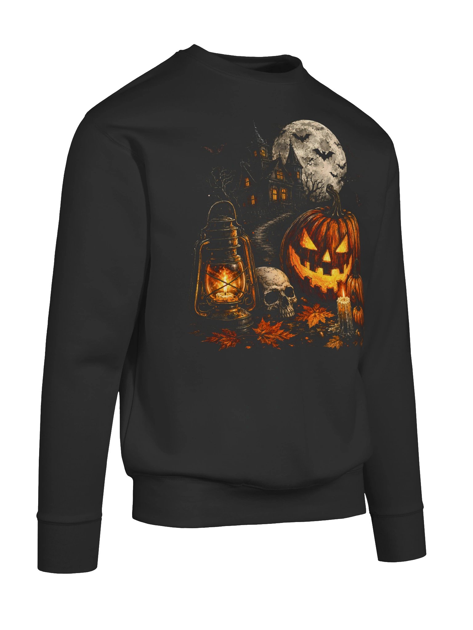 Misty Moonlight Mansion Sweatshirt | Haunted Autumn Collage Winter Edition product image (10)