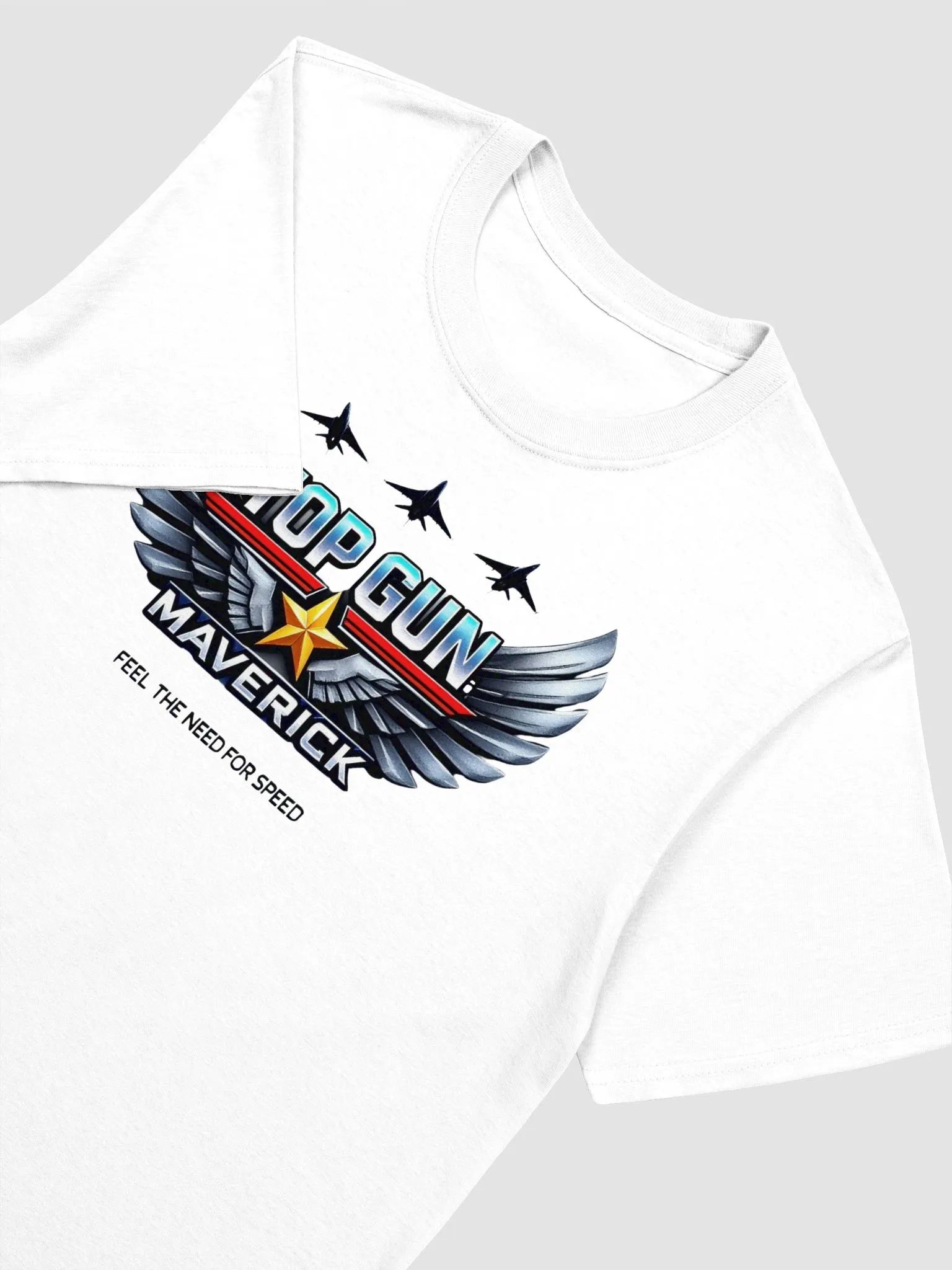 Top Gun Maverick T-Shirt Wings Logo Feel The Need For Speed | White Vintage Graphic Tee | Tom Cruise Aviation Collector Movie Shirt product image (3)