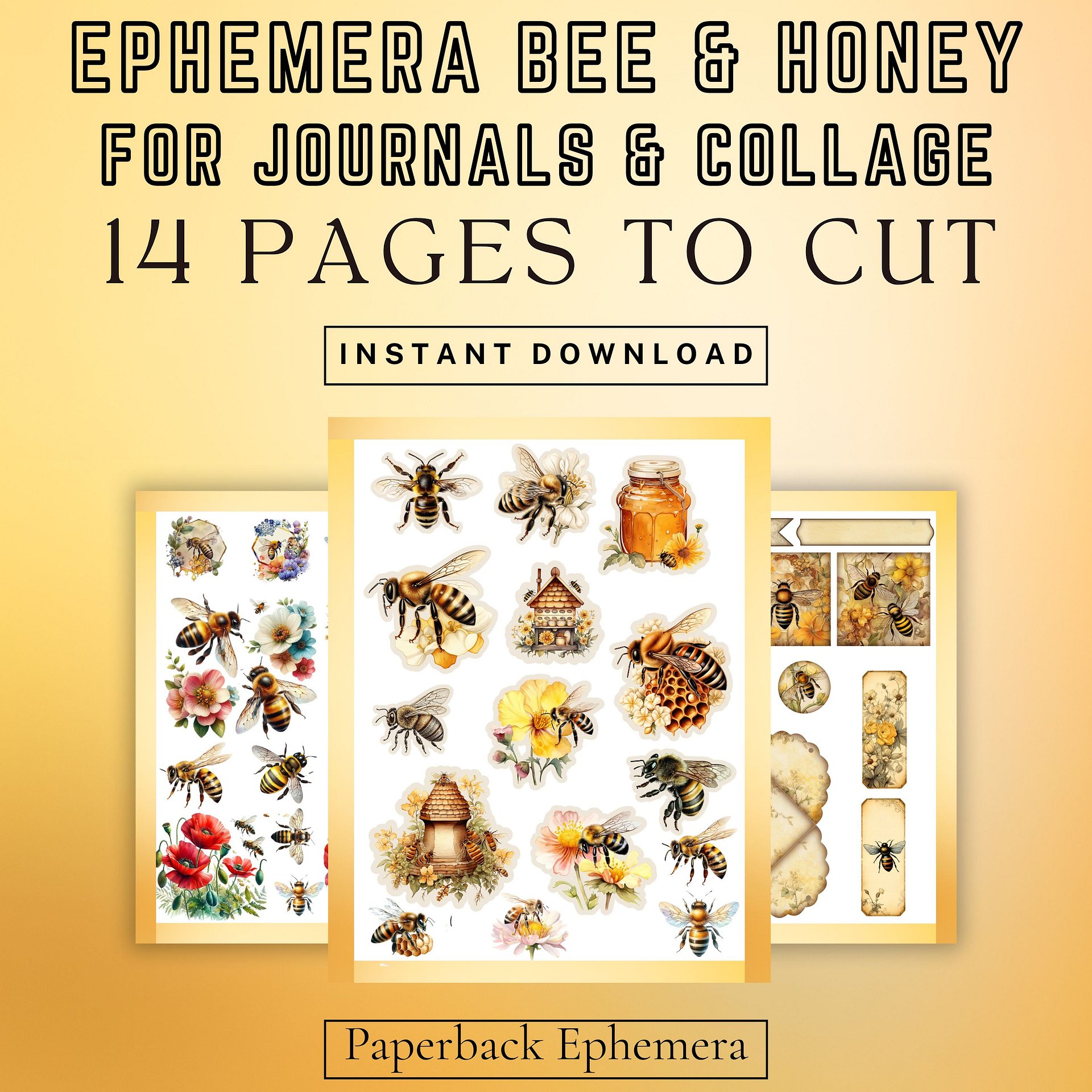 Vintage Bee & Honey Ephemera Printable PDF – 14 Pages product image (5)