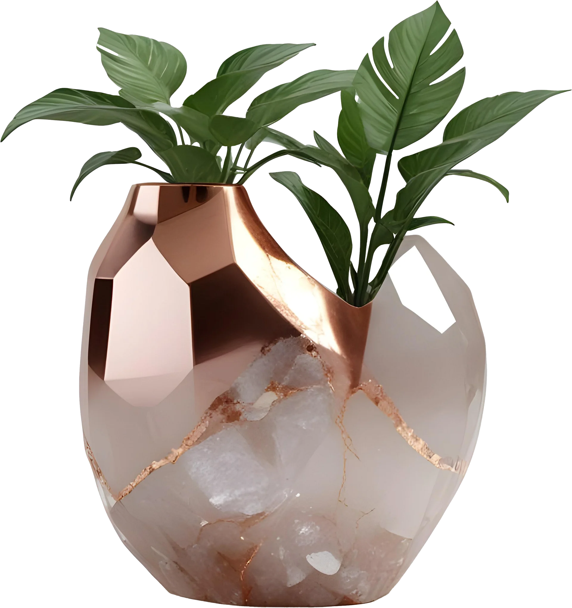Glamour Organique – vase quart & bronze, PNG product image (1)