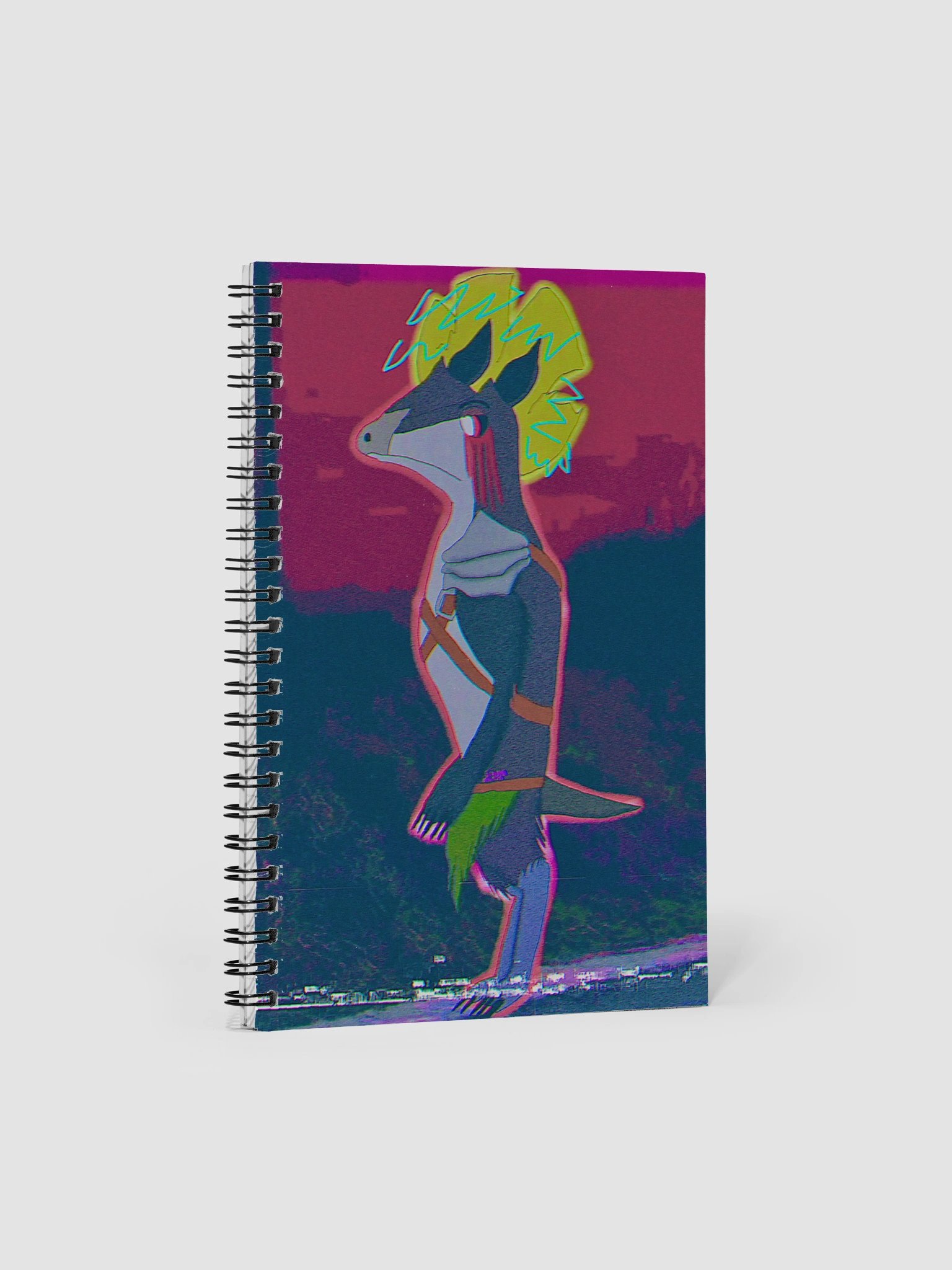Merihem Neon Fox Glitch Spiral Notebook product image (1)