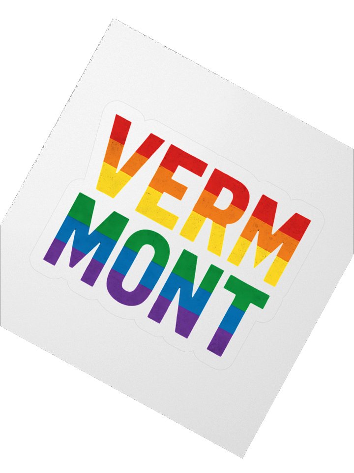 Vermont Pride Rainbow Text - LGBTQ+ State Pride Design for Equality and Love Sticker product image (4)
