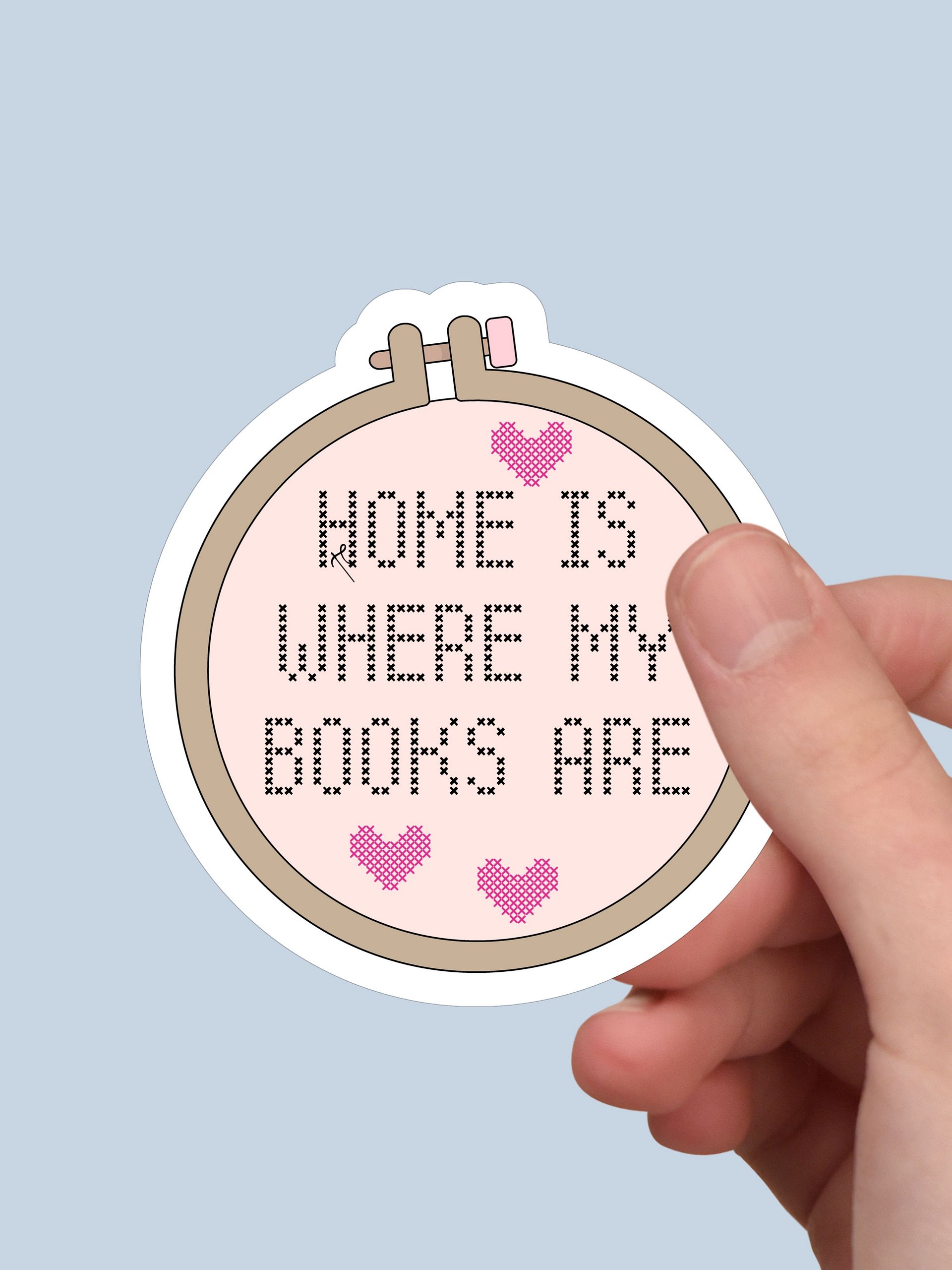 Home is Where My Books are Sticker - Embroidery Hoop Cross-Stitch product image (3)