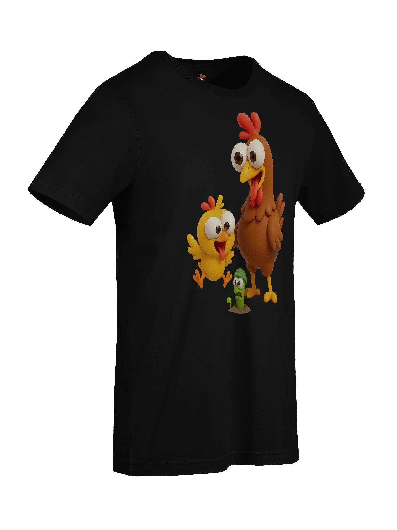 Funny Chicken Family T-Shirt – Crazy Hen, Chick and Worm Cartoon Tee product image (5)