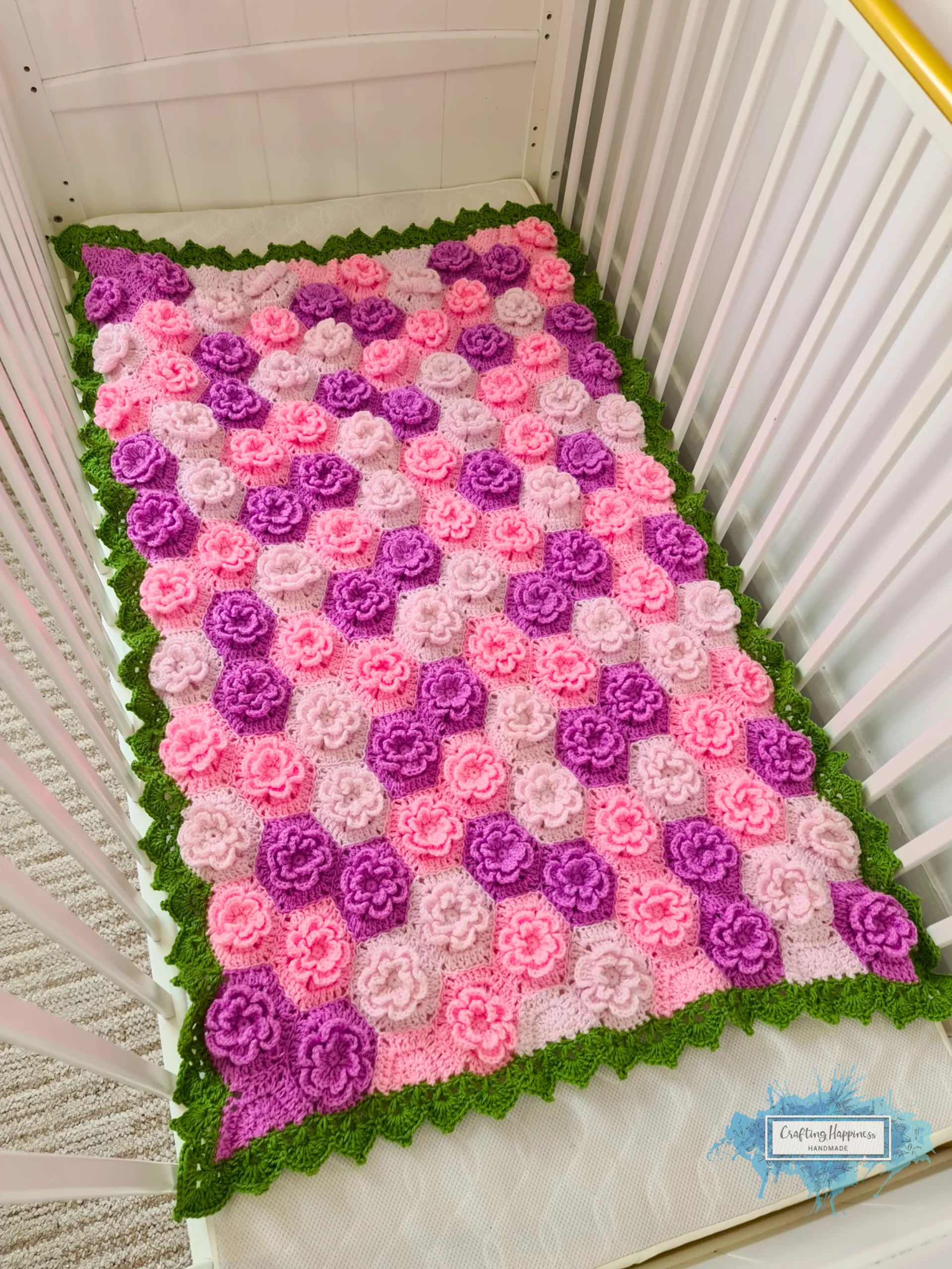 Flower Hexagon Crochet Baby Blanket Pattern | Summer Garden Afghan (PDF Pattern) product image (3)
